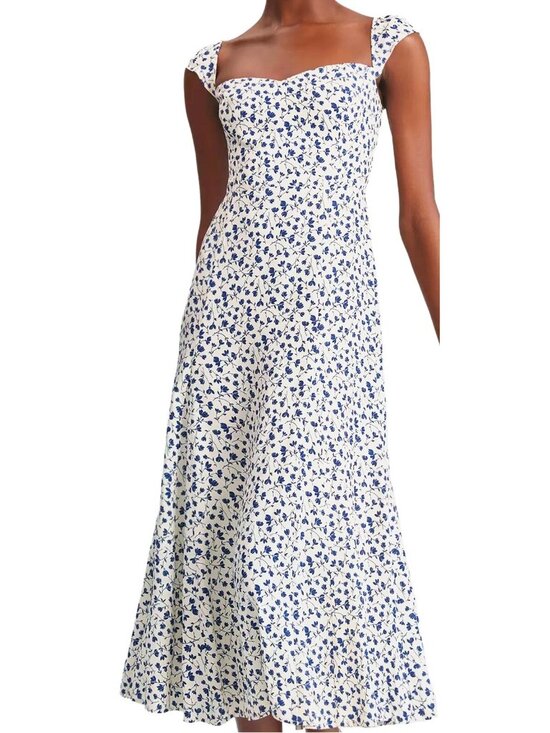Reformation Dresses & Skirts - Reformation Bryson Women's Cap Sleeve Floral Midi Summer Dress Mykonos Size 8